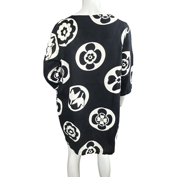 Gudrun Sjoden Black & Cream Oversized Boxy Linen Blend Floral Print Tunic Small - Picture 5 of 8